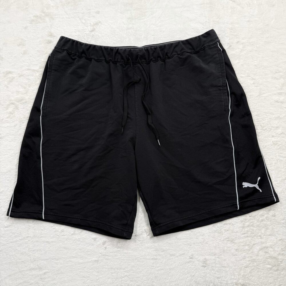 PUMA Stretchlite Shorts Men’s XL Athletic Training Shorts Black White Piping